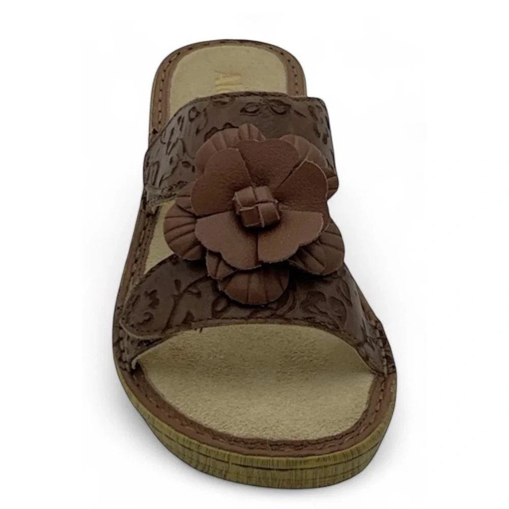 New Alegria Lana Leather Wedge Sandals Flower Brown EU 36 US‎ 6-6.5